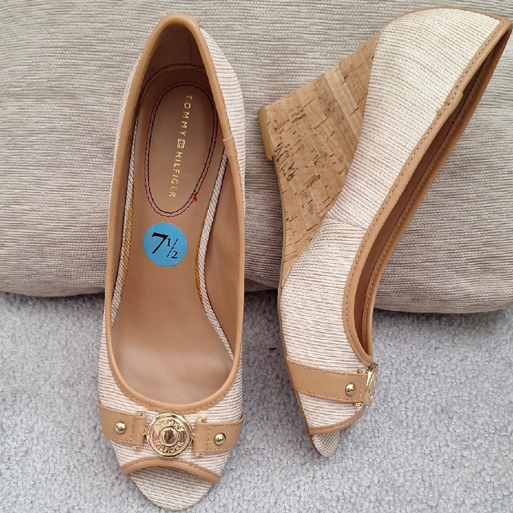 Tommy Hilfiger Beige and Cream Wedge Shoes